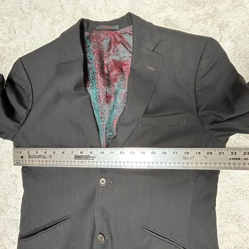 Ted Baker Endurance Mens Two-Button Wool Blazer Jacket Size 40R Gray Long Sleeve